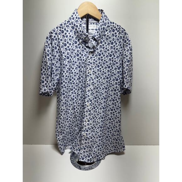 Denim & Flower Zmen’s Button Front Shirt Sz Small Blue Floral Rickey Singh - Picture 1 of 10